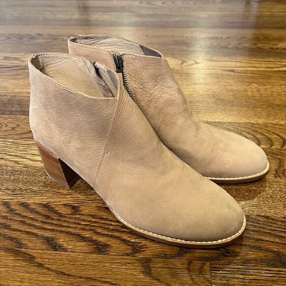 Eileen Fisher Melrose Ankle Boots Womens 8 Tan Earth Nubuck Leather Block Heel - Picture 1 of 9